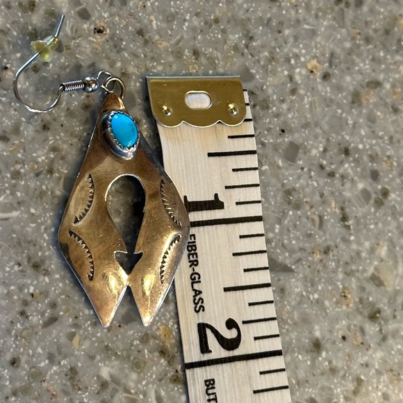 Native American Sterling Silver & Sleeping Beauty Turquoise Earrings - Picture 9 of 10